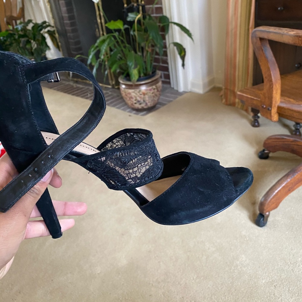 Sexy Audrey Brooke black suede heel w lace detail